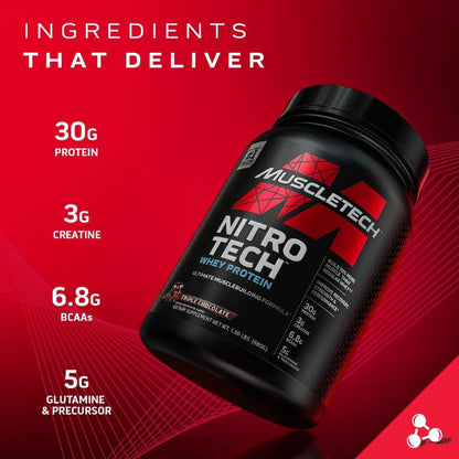 MUSCLE TECH NITRO TECH - WHEY PROTEIN 4LBS/1.8KG 40 SERVINGS