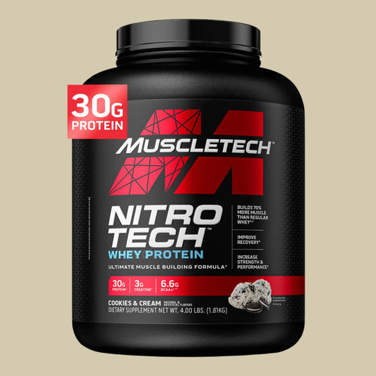 MUSCLE TECH NITRO TECH - WHEY PROTEIN 4LBS/1.8KG 40 SERVINGS