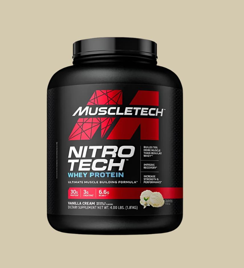 MUSCLE TECH NITRO TECH - WHEY PROTEIN 4LBS/1.8KG 40 SERVINGS